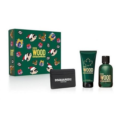 DsQuared  Green Wood M Set - EdT 100 ml + sh/gel 100 ml + card holder /2019